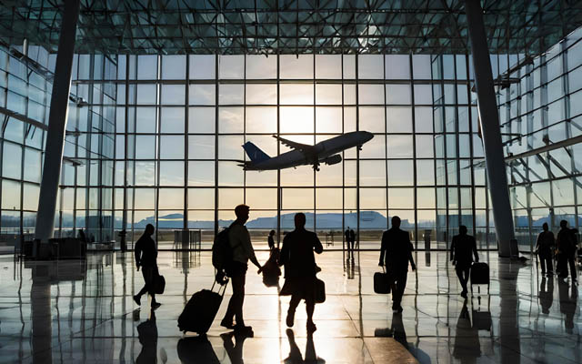 airport passengers silhouette 640